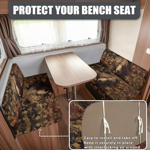 Bear Camo 2 Pack RV Dinette Cushion Covers Stretch American Flag Camper Cushion Slipcover Non-Slip RV Couch Cover Sofa Slipover for Travel Trailer Couch - color: Bear Camo American Flag