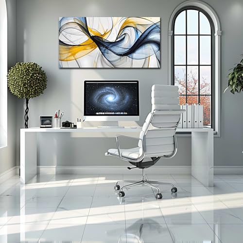Modern Wall Art for Living Room - Abstract Wall Art for Bedroom Decor Ready to Hang Size 24" x 48" - color: Blue Yellow, size: 48"L x 24"W