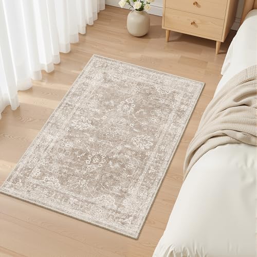 Madane 2x3 Washable Rugs for Entryway, Soft Neutral Throw Rug Brown/Sand - color: Brown/Sand, size: 2' x 3' (Rectangular)
