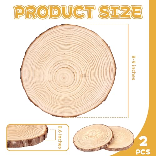 FSWCCK 2 Wood Slices 8-9in, Large Slabs for Wedding DIY - size: 2 Pcs 8"-9"