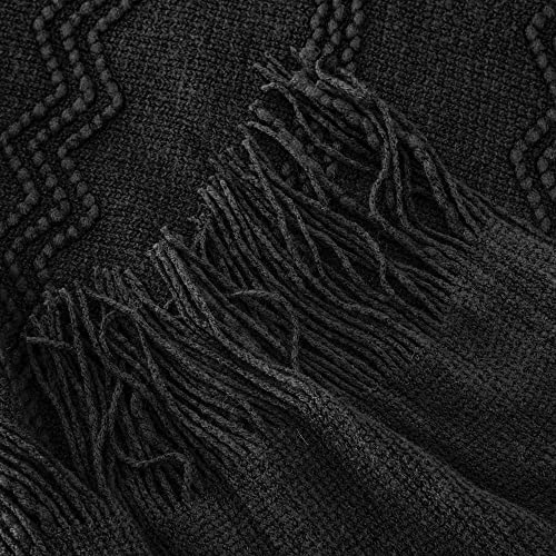 BATTILO HOME Black Throw Blanket for Couch, 50"x60" - color: Black, size: 50 x 60 in.