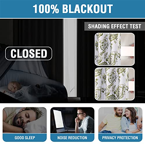 H.VERSAILTEX 100% Blackout Curtains for Bedroom Paisley Floral Printed Curtains 63 Inches Long Grommet Curtains & Drapes Thermal Curtains Window Treatments with Black Liner 2 Panels, Olive - color: Paisley - Olive, size: 52"W x 63"L (Pack of 2)