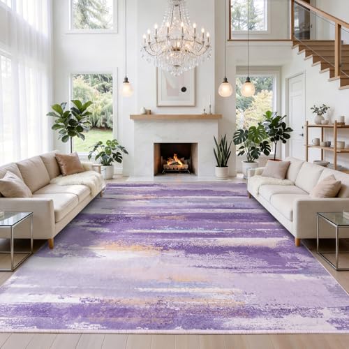 8x10 Area Rugs for Living Room, Modern Abstract Rugs Purple - color: Purple, size: 8' x 10' (Rectangular)