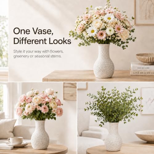 Nawaza Ceramic Flower Vase White Small Farmhouse Table Decor Vase V15 - color: Modern White-v15