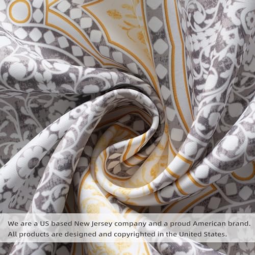 DriftAway Adrianne Damask and Floral Pattern Window Curtain Valance 52 Inch by 18 Inch Plus 2 Inch Header Yellow and Gray - color: Adrianne-yellow