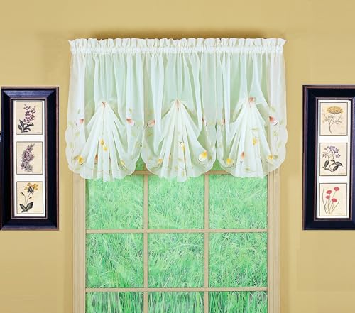 Today's Curtain,Vineyard 3-D Appliqué,Fan Insert, Ecru, 30" W x 40" L - color: Ecru, size: 30"W x 40"L (Pack of 1)