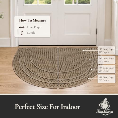 Dirt Trapper Door Mat 26" x 40", Non-Slip, Half Circle, Beige - color: Beige, size: 26" x 40"(Semicircular)