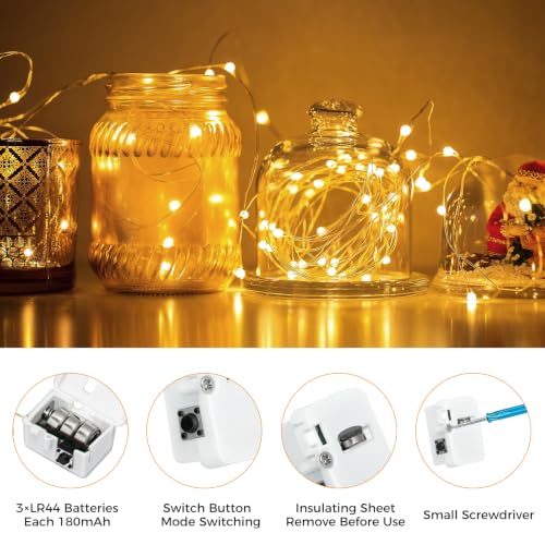 btfarm 30 Pack Fairy Lights Battery Operated Twinkle Lights with 3 Modes - color: Warm White, size: 30 Pack