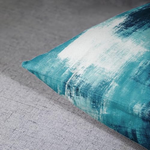 Britimes Throw Pillow Covers Set of 2, 18 x 18 Inch, White Teal - color: White Teal, size: 18" x 18" (Pack of 2)