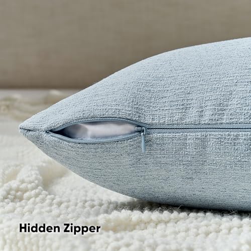 HAUSSY Set of 2 Soft Chenille Throw Pillow Covers 16x16 Inch, Denim Blue - color: Denim Blue, size: 16" x 16" (Pack of 2)