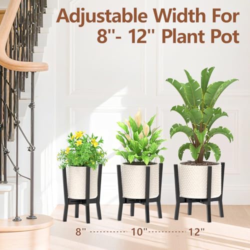 LASZOLA Plant Stand Flower Pot Holder Indoor Adjustable, Metal Black - color: 1 Pack Metal Black