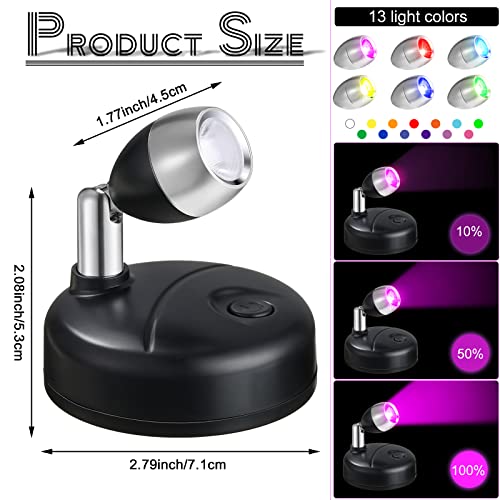 Hortsun 6 Pack Battery Operated LED Wireless Spotlight, 13 Color RGB, Black - color: Black, style: Battery Powered
