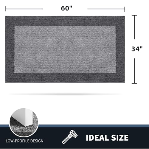 PURRUGS Dirt Trapping Indoor Door Mat, 34" x 60", Light Grey & Grey - color: Light Grey & Grey, size: 34" X 60"