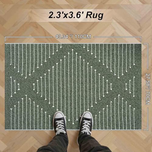 LIVEBOX Green Front Door Mat, Washable Kitchen Rug Cotton Woven Doormat,Small Area Rug for Entryway,Porch (Dark Green & White, 2.3X 3.6) - color: Dark Green & White, size: 2'3'' x 3'6'' (Rectangular)