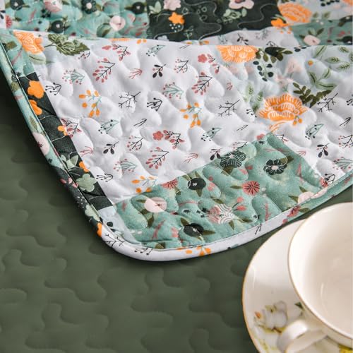 Exclusivo Mezcla Reversible Boho Quilted Throw Blanket, 50"x 60" - color: Patchwork Green, size: 50 x 60 inch