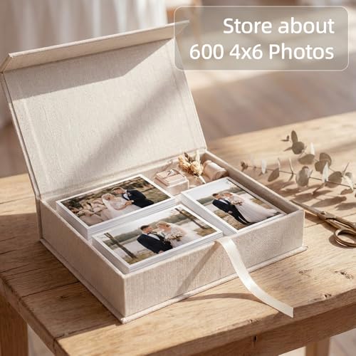 Photo Storage Box 8x10, Memory Box - Beige - color: Beige, size: 8"x10"