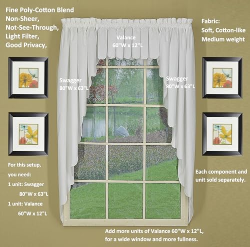 Today's Curtain, Orleans Scallop Curtain, White Valance, 60" W x 12" L, White - color: White, size: 60"W x 12"L (Pack of 1)