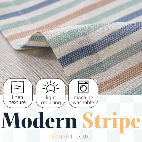 jinchan Stripe Linen Kitchen Valance Curtain, 50x16, 1 Panel, Multi Coastal - color: Striped | Multi Coastal, size: 50"W x 16"L (Pack of 1)