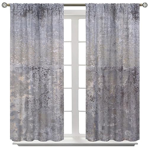 Rustic Curtains Purple Gray Abstract Pattern Blackout Print Rod Pocket Window Drapes for Bedroom Living Room 42x63in - color: Rustic-10, size: 21"W x 63"L (Pack of 2)