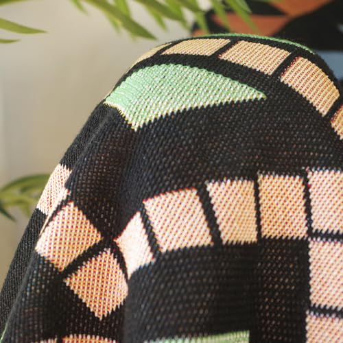 Luxlovery Boho Sofa Throw Blankets Ethnic Woven Boho Geometric Black and Caramel Multicolor Throw Blanket for Couch Aztec Bed Throws Chair Sofa Cover with Tassels(63"x86") - color: Bulo, size: 63"x86",160x220cm