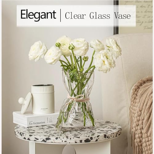 6 Inch Small Glass Vase, Irregular Clear Flower Vases for Centerpieces - color: Clear, size: Small