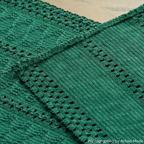 Artoid Mode Dark Green Woven Farmhouse Hollow Table Runner 12x48 Inch - color: Dark Green, size: 12" x 48", Table Runner