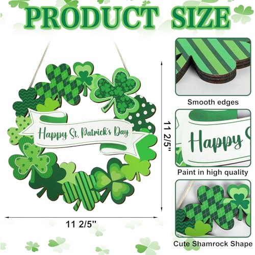 Wood Wreath for Front Door Porch Window Wall Hanging Decor (Green) - style: Green