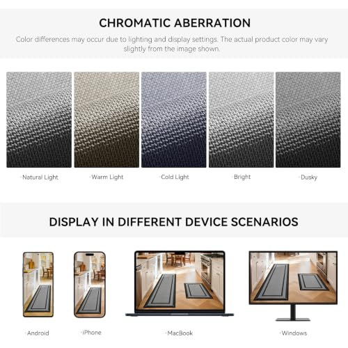 Kitchen Rugs Set, 2 PCS Non Slip Kitchen Mats, 17"x30"+17"x47" Grey - color: Linear Grey, size: 17"x47"+17"x30"