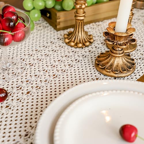 Simple&Opulence Boho Macrame 100% Cotton Table Runner - 12 x 90 Inch, Woven Farmhouse Table Runner with Fringed Edges for Bohemian Rustic Wedding, Bridal Shower, Dinner (Beige) - size: 12"x90", style: Cotton / Beige