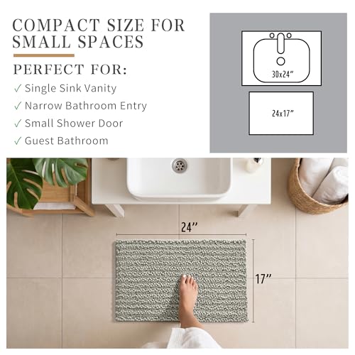 Yimobra Bathroom Rugs Non Slip Washable - Ultra Soft Absorbent Chenille Bath Mat, Quick Dry Shaggy Floor Carpet for Tub Shower, Sand Home Decor Accessories, 24x17 Inch - color: Sand, size: 24" X 17"