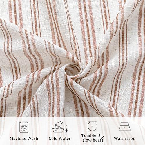MYSKY HOME Taupe Striped Linen Curtains for Bedroom 63 Inches 2 Panels - color: B-taupe, size: 52"W x 63"L (Pack of 2)