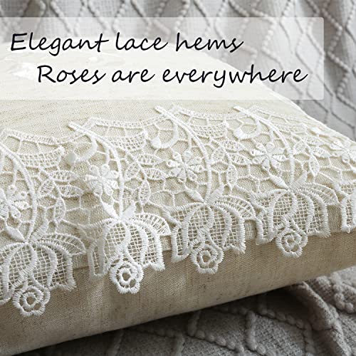 Embroidered Floral Throw Pillow Covers 18”x18“, White Rose - color: White Rose