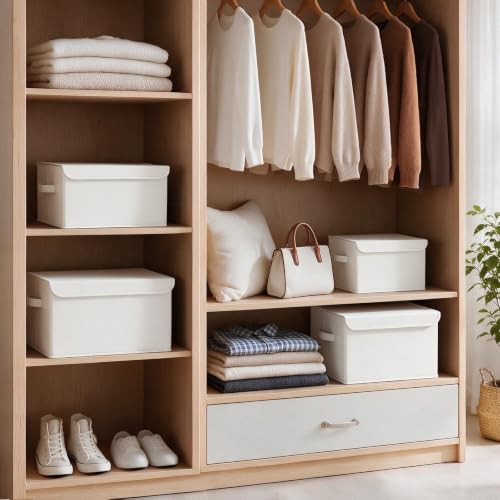 Storage Bin with Lid, Closet Boxes, 4 Pack, White, 10.2x7.9x6.7 In - color: White, size: Small(4 Pack)