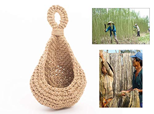 Small Jute Hanging Wall Basket, Handmade Planter for 3- Inch Plant Pots