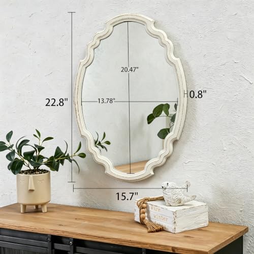 Vintage Sculpted Oval Mirrors for Wall Decor Living Room, Small - color: Oval, White, 15.7 X 22.8