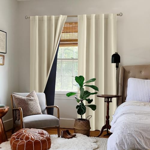 BGment Beige 100% Blackout Curtains 84 Inch Length 2 Panels Set for Bedroom - color: Beige, size: 38"W x 84"L (Pack of 2)