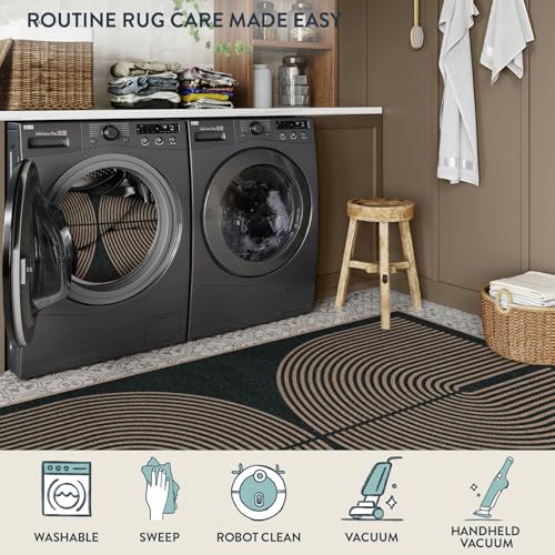 Lahome Rainbow Entryway Runner Rug, 2x6 Washable Easy Jute Kitchen Rugs - color: Dark Grey/Charcoal Black, size: 2' x 6' (Runner)