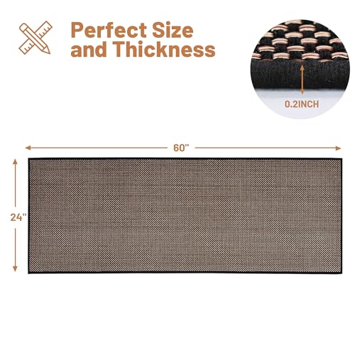 AIMPEAK Kitchen Rugs Non Slip Washable 24x60, Cushioned Rugs for Kitchen Floor, Absorbent Runner Rug Comfort Mats with Rubber Backing for Kitchen, Hallway, Office, Home Brown and Black, 24"x60" - color: Brown&black, size: 24"x60"