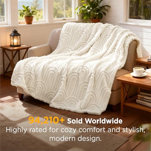 Bedsure GentleSoft Twin Blanket for Bed - Cozy Soft Blankets for Women, Cute Small Fleece Throws for Girls, Gift for Women Her Him, Off White, 60x80 Inches - color: Off White, size: Twin (60" x 80")