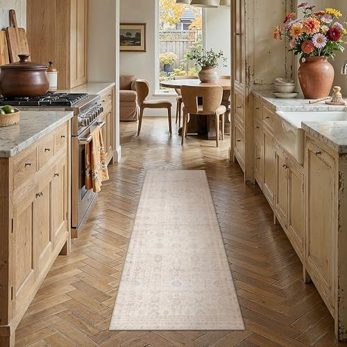 2x6 Apricot Runner Rug Neutral Distressed Carpet - color: Accent | Beige Multi, size: 2' x 6' (Runner)