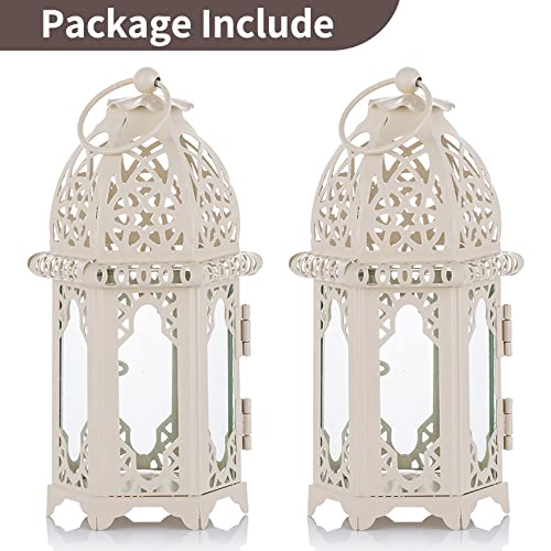 NUPTIO 2 Pcs Moroccan White Candle Lantern, Small Tealight Holders - color: White, size: 2 Pcs Small Size