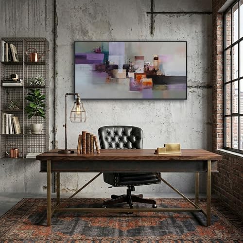 Purple Abstract Pictures for Living Room - Modern Canvas Wall Art, Framed Artwork for Bedroom, Office, Large Decorative Paintings, Elegant Wall Art Decor for Contemporary Spaces 20×40IN - color: Purple, size: 40"L x 20"W