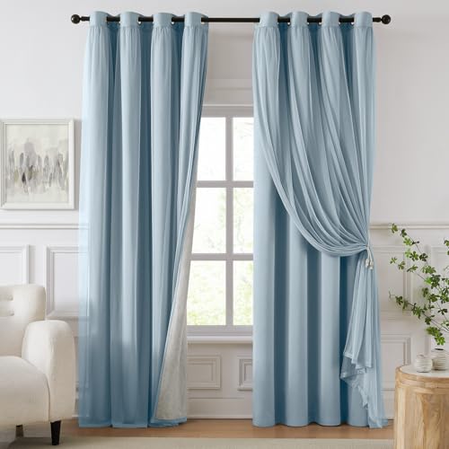 100% Blackout Curtains for Bedroom, Double Layer Blue 72" L - color: Celestial Blue, size: 52"W x 72"L (Pack of 2)