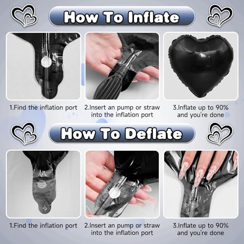 Black Blue Heart Balloons, 12Pcs 18Inch Heart Shaped Balloons - color: Black Blue