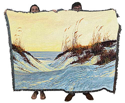 Pure Country Weavers Dune Blush Blanket by Roger Bansemer - Coastal Ocean Beach Gift Tapestry Throw Woven from Cotton - Made in the USA (72x54) - color: Dune Blush