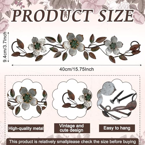 Wesiti Metal Flower Wall Art Decor Vintage Wrought Scroll, Silver Gray - color: Silver Gray