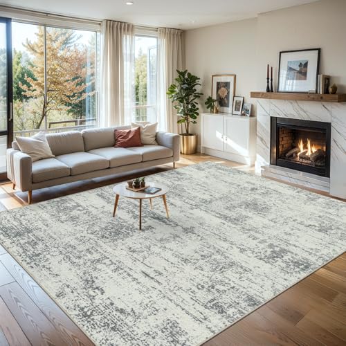 PLHXFR 8x10 Area Rug Living Room: Modern Abstract Washable Carpet Grey - color: Grey, size: 8' x 10' (Rectangular)