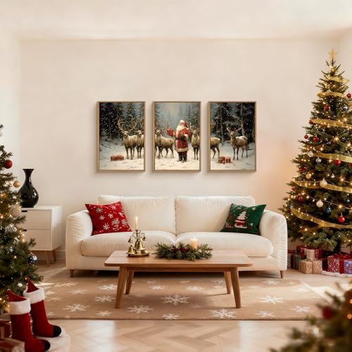 Celestdeco Large Christmas Santa Claus Framed Canvas Wall Art Set-24"x36"x3 - color: Santa Claus Wall Art, size: 24"L x 36"W