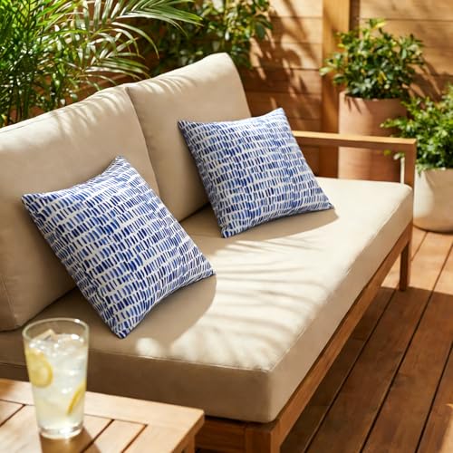 JMGBird 18x18 Pillows Blue and White Outdoor Pillows Cover with Inserts - color: Blue White