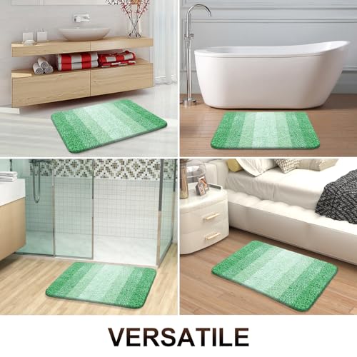 OLANLY Small Bathroom Rugs 24x16, Extra Soft Absorbent Microfiber Bath Rugs - color: Green, size: 24" X 16"